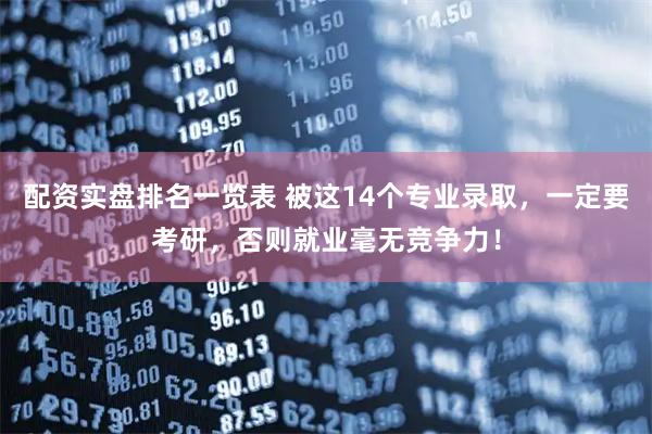 配资实盘排名一览表 被这14个专业录取，一定要考研，否则就业毫无竞争力！