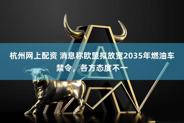 杭州网上配资 消息称欧盟拟放宽2035年燃油车禁令,各方态度不一